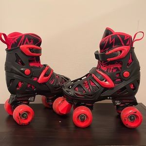 Boys red and black skates
